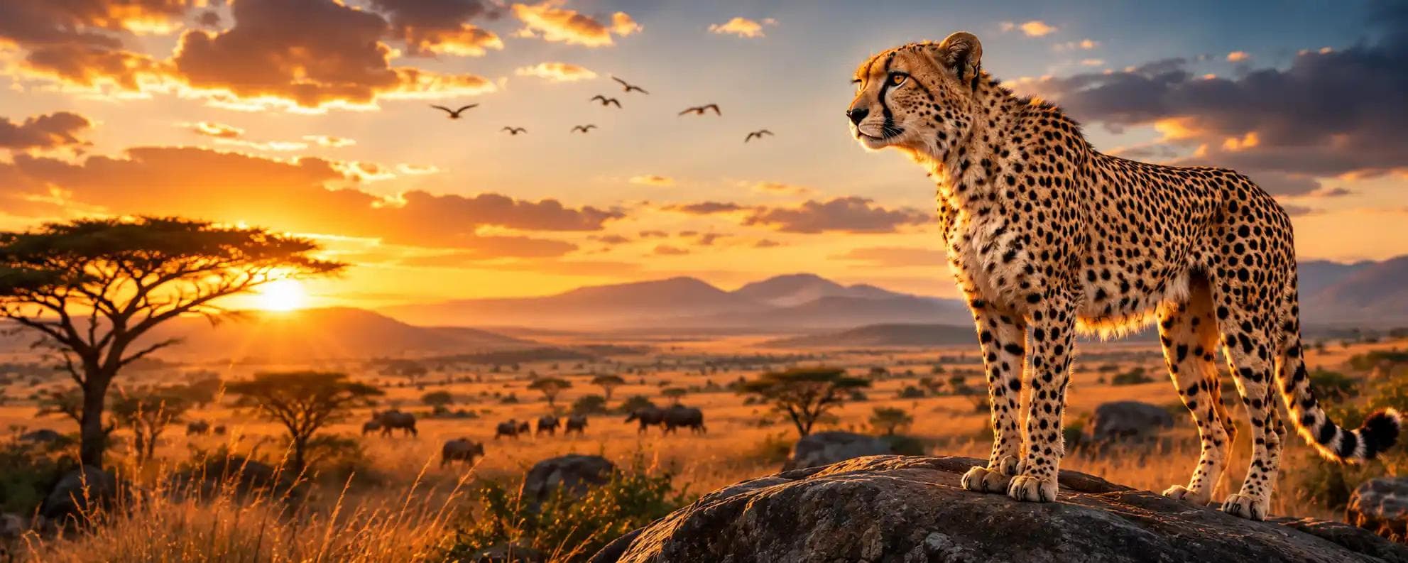 Cheetah in golden savanna light